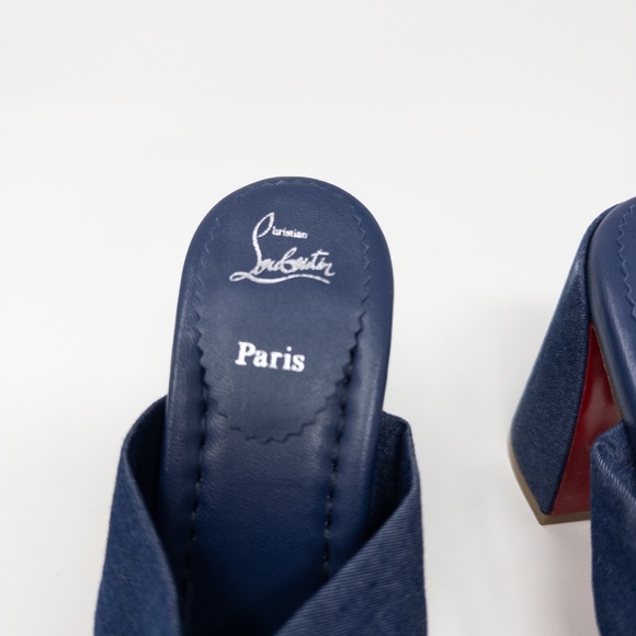 Christian Louboutin Denim Disco Club Sandals Mules Block Heels Size 36 EU - Picture 3 of 8